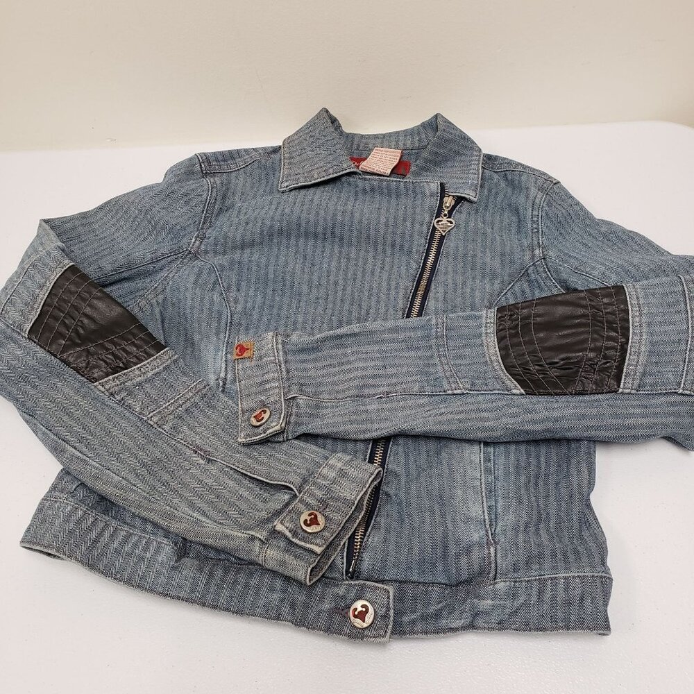 Pelle Pelle Womens Zip Denim Moto  Jacket Size Medium - Picture 11 of 11